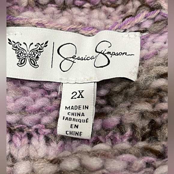 JESSICA SIMPSON Aamina Purple Knit Cardigan with Fringe, PLUS SIZE 2X - Picture 11 of 11